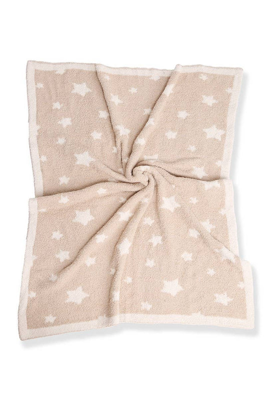 Star Print Luxury Kid's Soft Throw Blanket | Tan