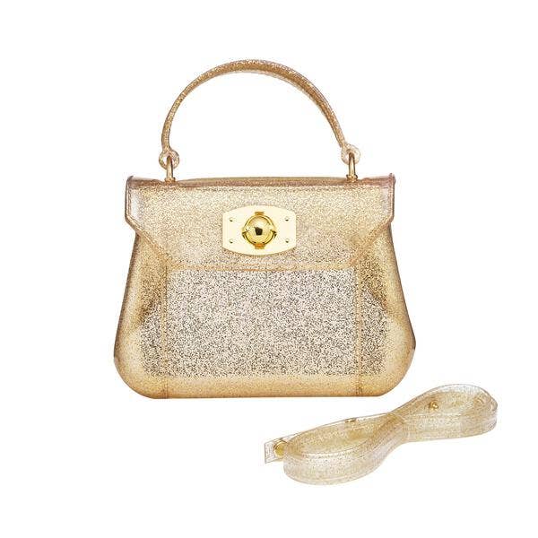 Gold Closure Glitter Jelly Bag | Gold