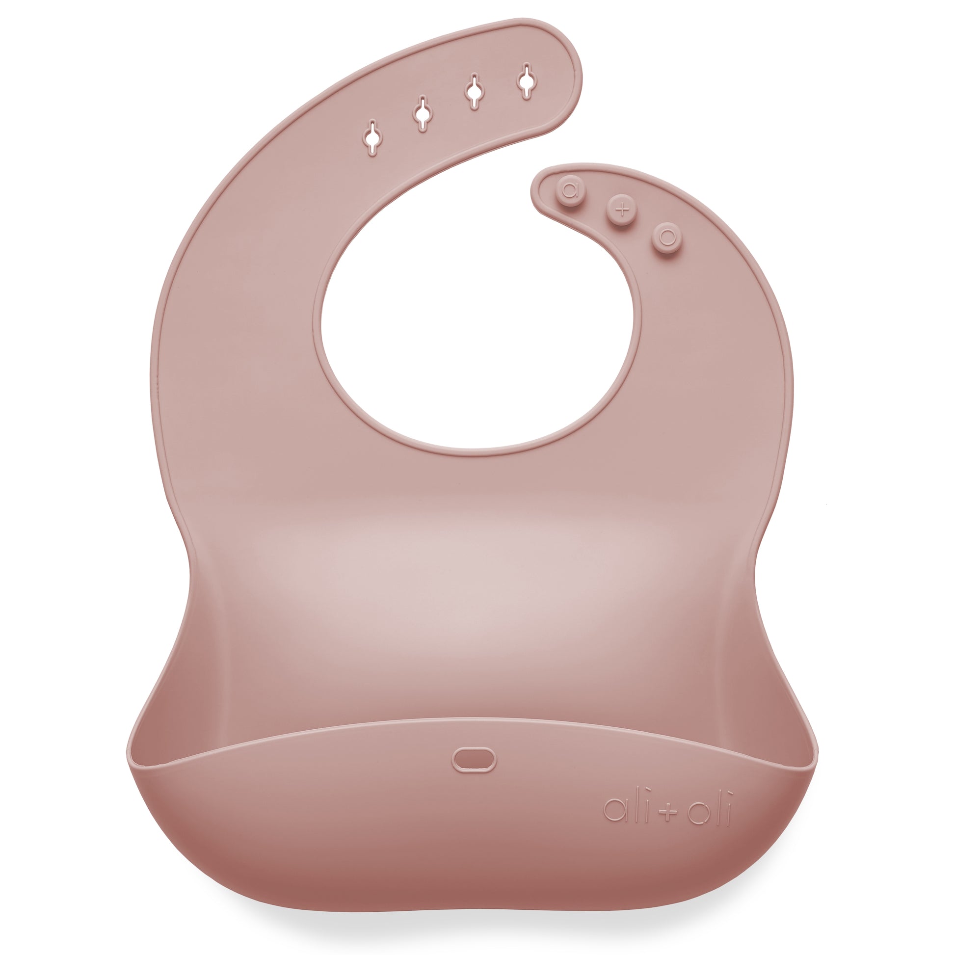 Silicone Baby Bib Roll Up & Stay Closed, Blush