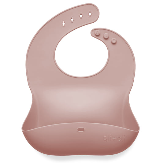 Silicone Baby Bib Roll Up & Stay Closed, Blush