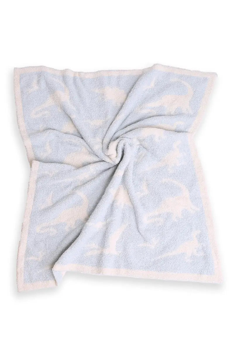 Dinosaur Print Kid's Luxury Soft Throw Blanket - Blue