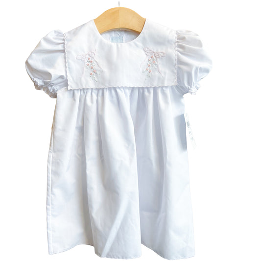 Short Sleeve Baby Bow Dress with Collar