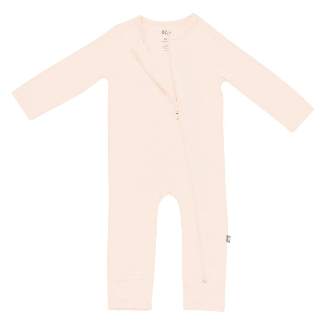 Kyte Baby Zippered Bamboo Romper, Porcelain