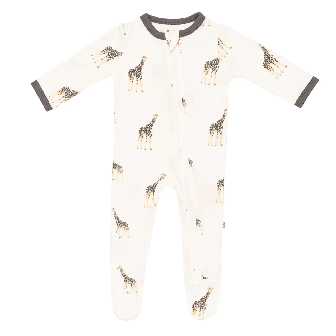 Kyte Baby Zippered Bamboo Footie | Giraffe