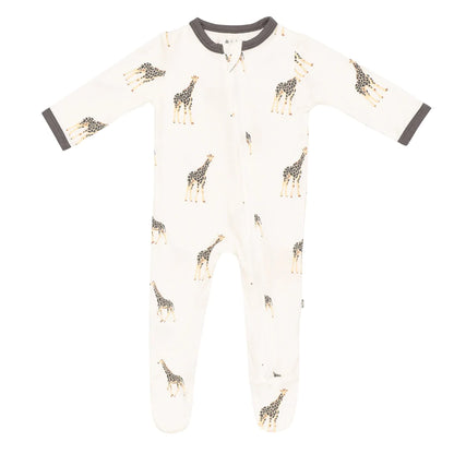Kyte Baby Zippered Bamboo Footie | Giraffe