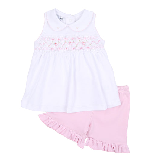 Molly and Brody Smocked Collared Sleeveless Short Set | Pink